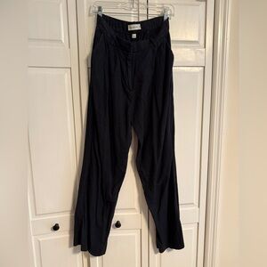Abercrombie Curve Love Linen-Blend Tailored Wide Leg Pant